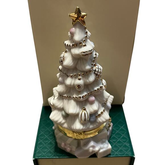 Lenox Gold Club Christmas Tree Treasure Box With Charm - Picture 1 of 4